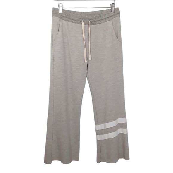 Sundry White Stripe Raw Hem Hoodie Sweatshirt Wide Leg Pants Tracksuit Set Sz 2 - Picture 9 of 13